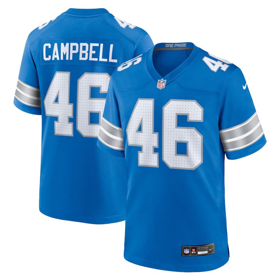 Men Detroit Lions #46 Jack Campbell Nike Blue Game NFL Jersey